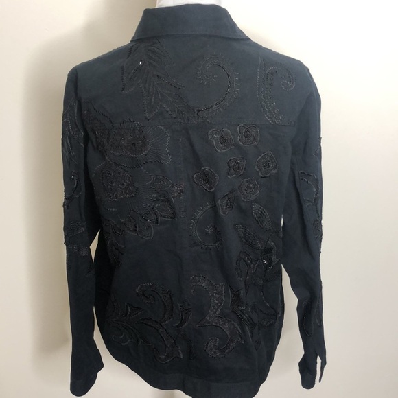 Laura Ashley women’s black button up bead embroidered jacket size large​ - Picture 5 of 8